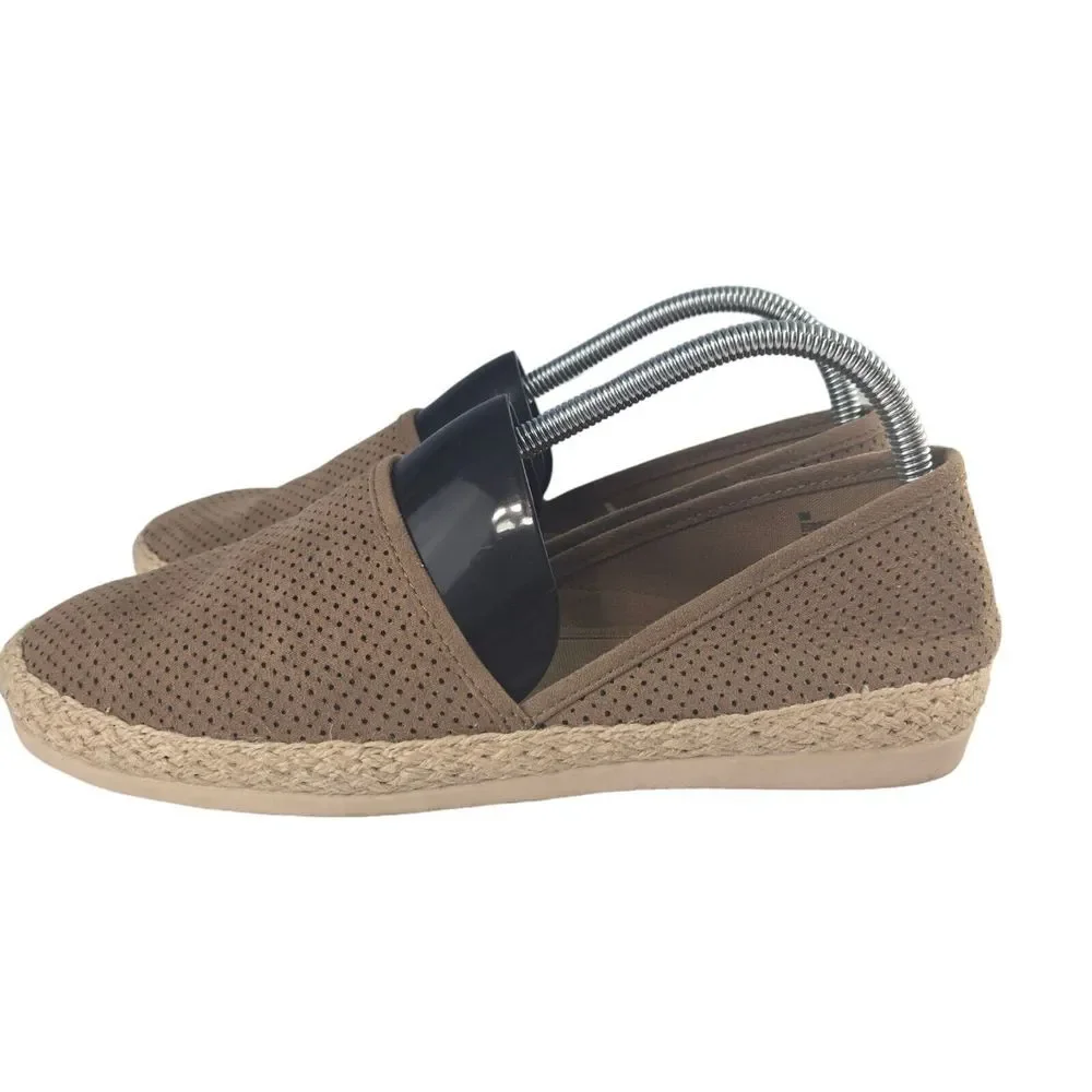 Esprit Women 9‎ Brown Perforated Jute Wrap Espadrille Slip On Flats